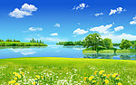 美丽风景 画卷 绿色 花园