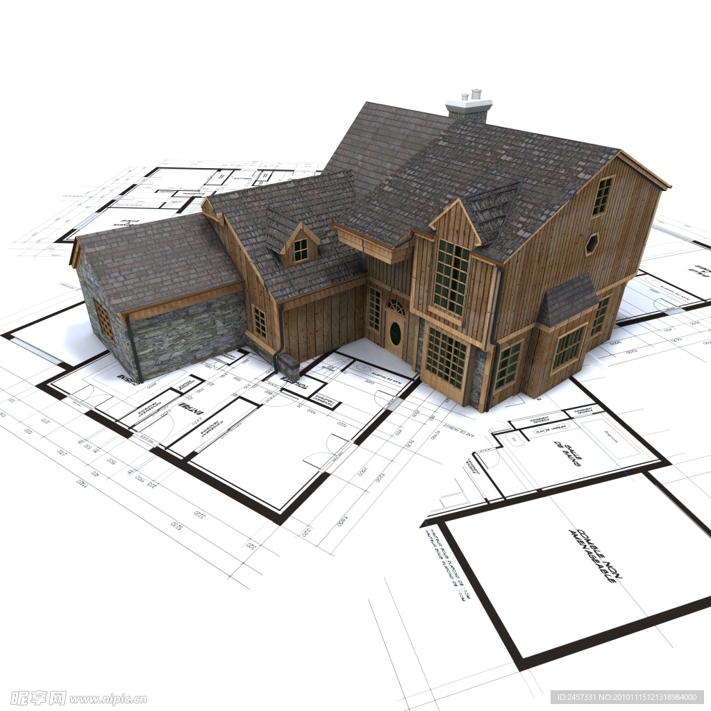 3d建筑模型 示意图 样板 小洋房