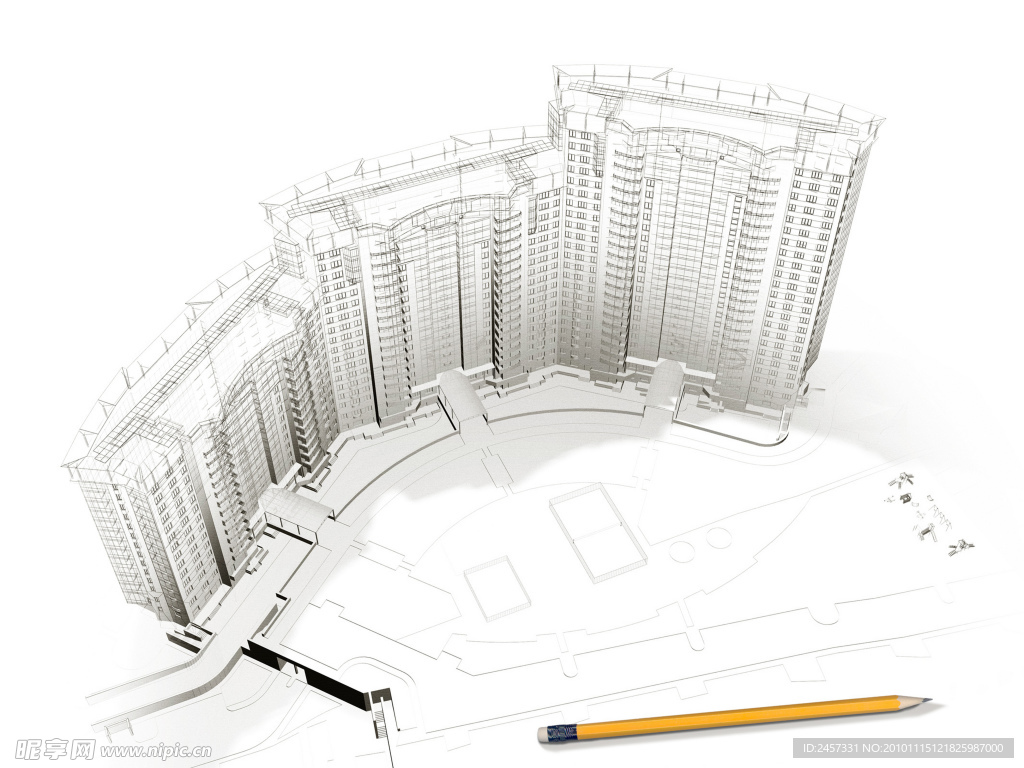 3d建筑模型 示意图 样板 高楼大厦