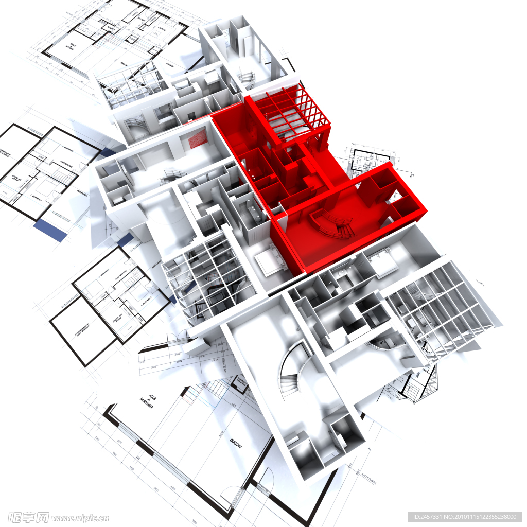 3d建筑模型 图纸 样板