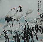 荷塘双鹤