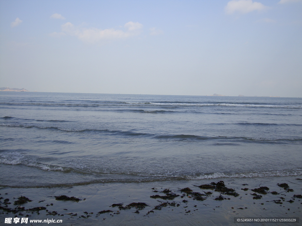 大海 烟台海边 天空 白云