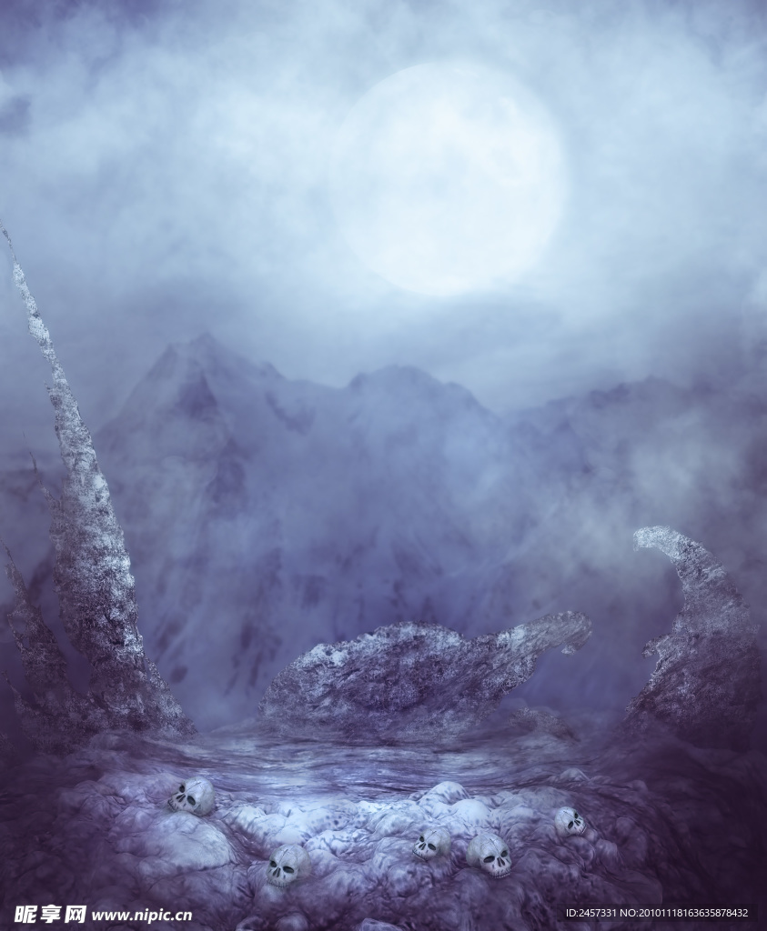 幽灵背景 骷髅 圆月