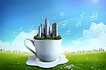 杯子城市 创意海报