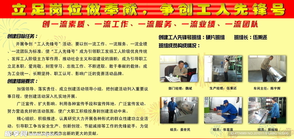 工人先锋宣传板