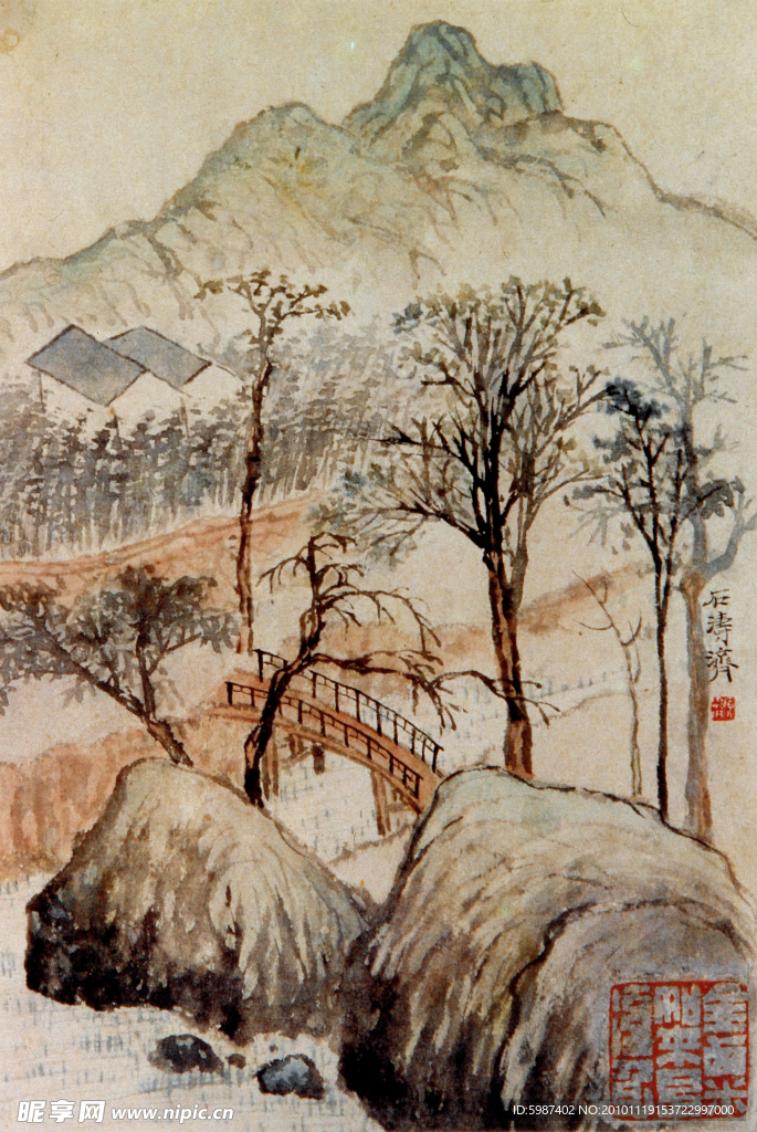 石涛 溪上小桥