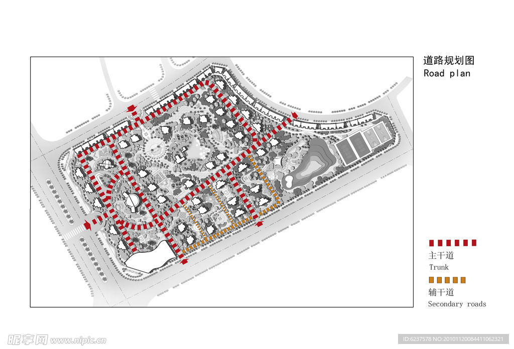 小区规划设计道路分析图图片