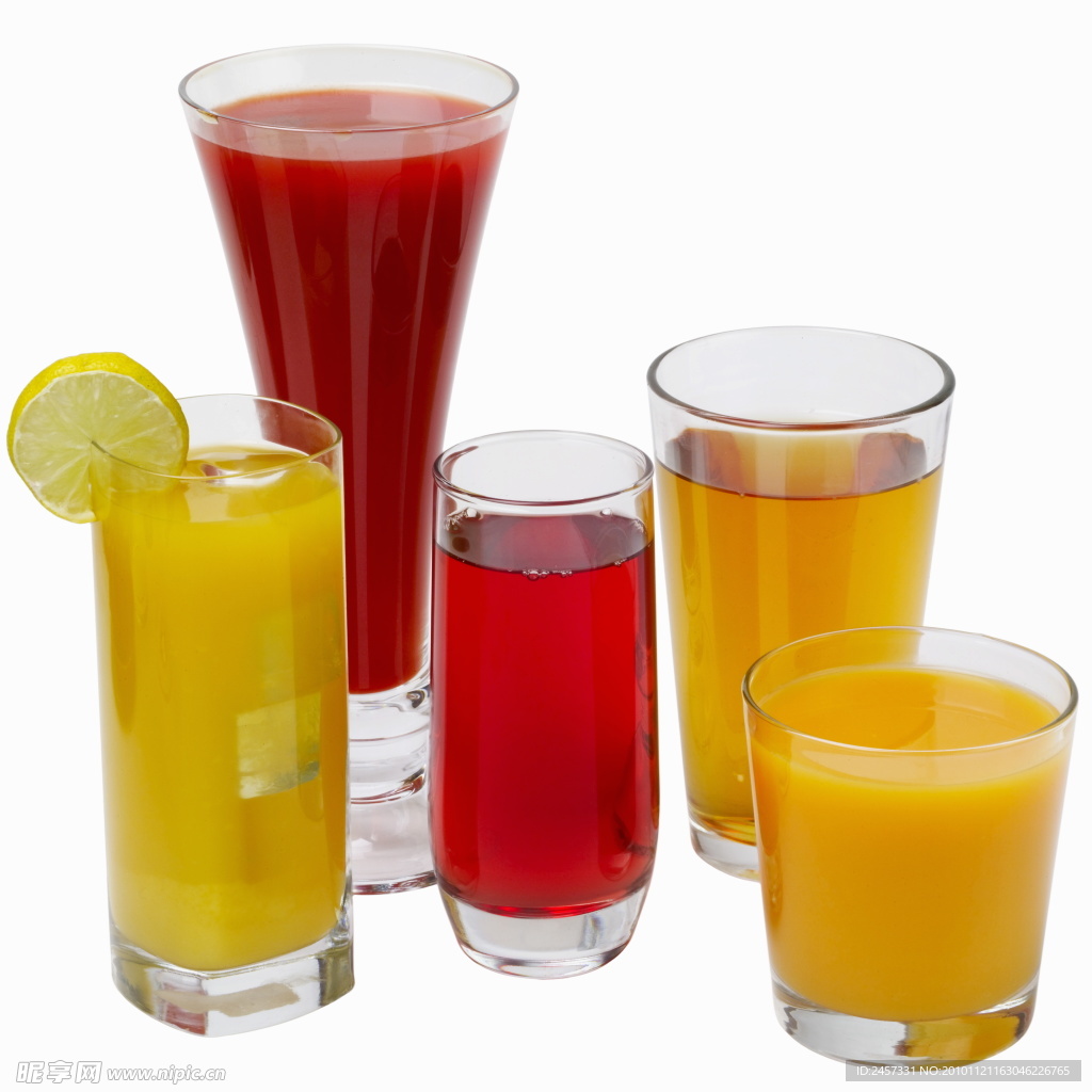 四杯饮料 水果汁 橙汁 西瓜汁