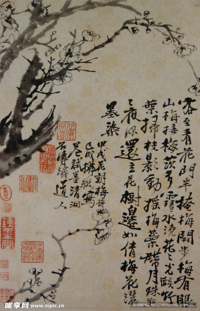 石涛 影动摇梅
