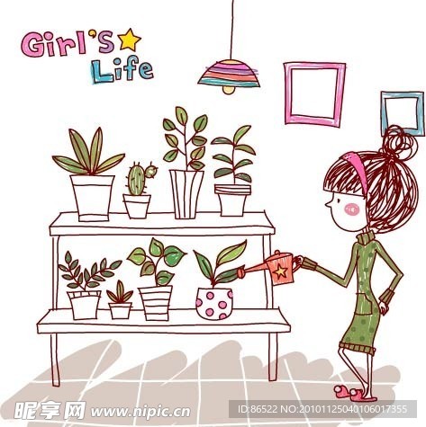 女生的生活 Girl s Life 浇花