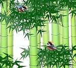鼠绘翠竹双鸟