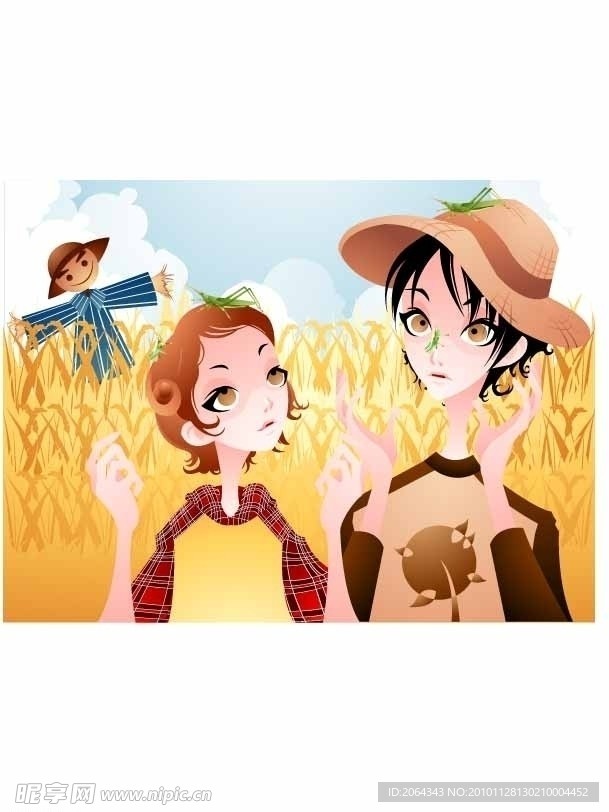 田园风格时尚插画