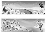 漂亮的卡通风景插画笔刷