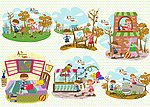 儿童与秋天插画