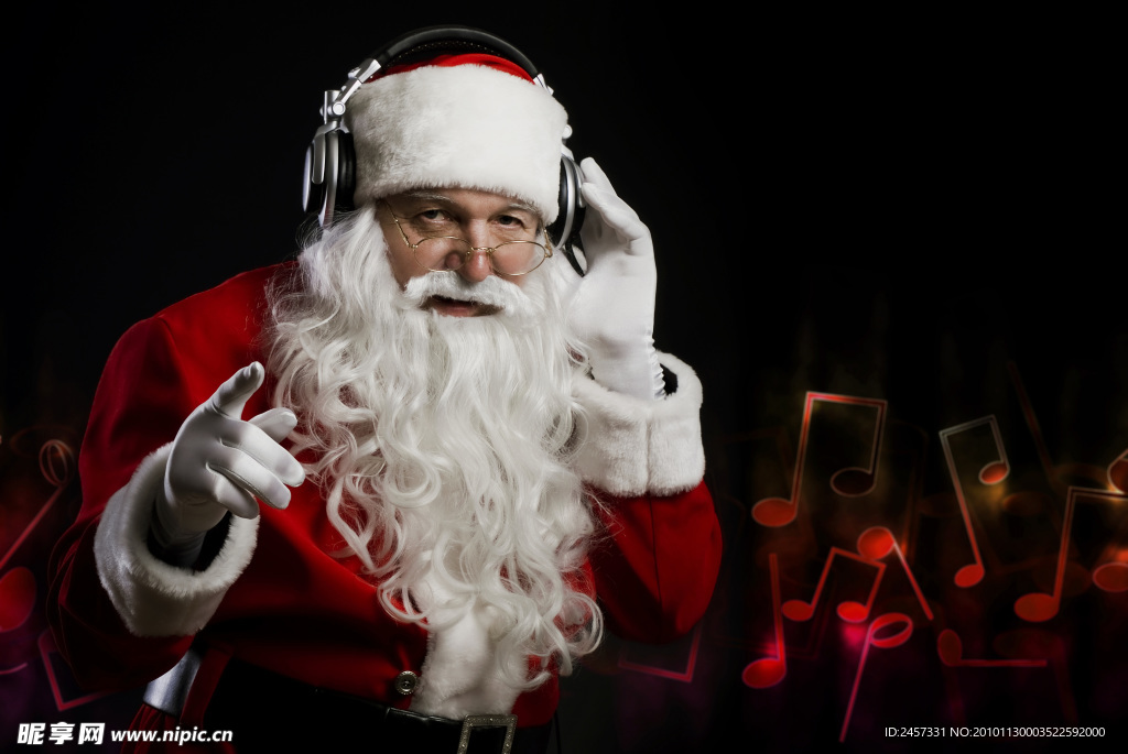 听音乐的圣诞老人