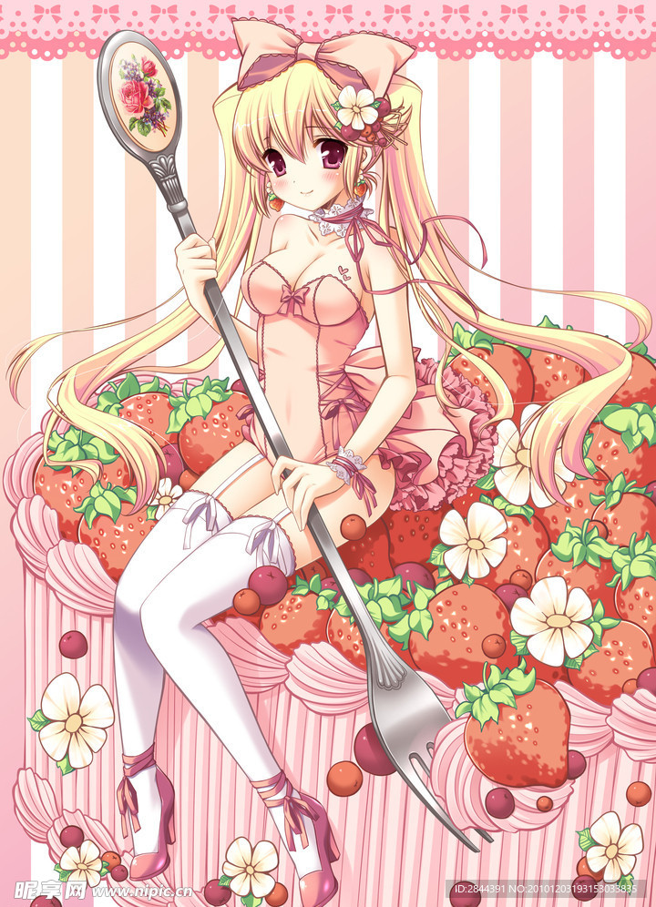 草莓女孩绘画源文件