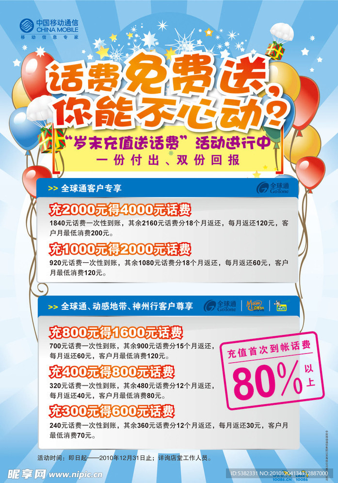 岁末送话费