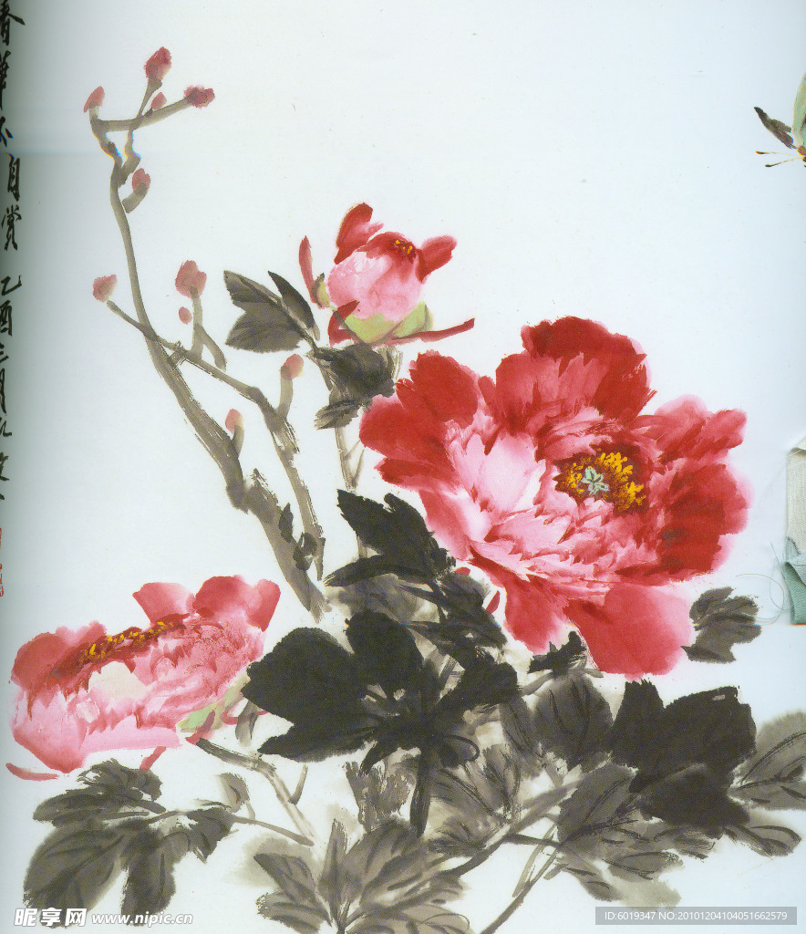 国画 水墨画 水彩 牡丹