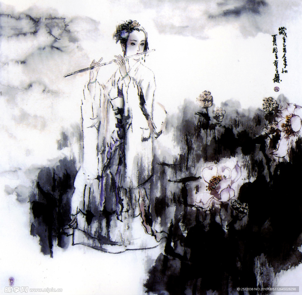 荷池仕女图