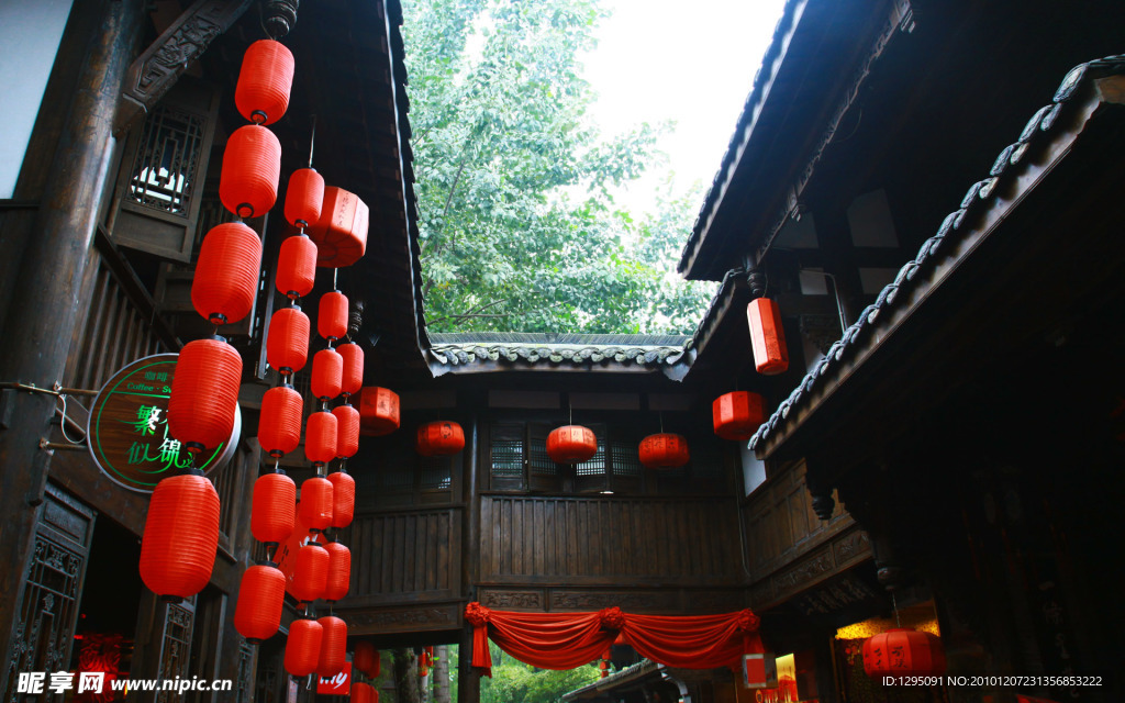 成都景观 阁楼 灯笼