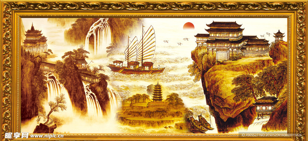 山水画 油画风景