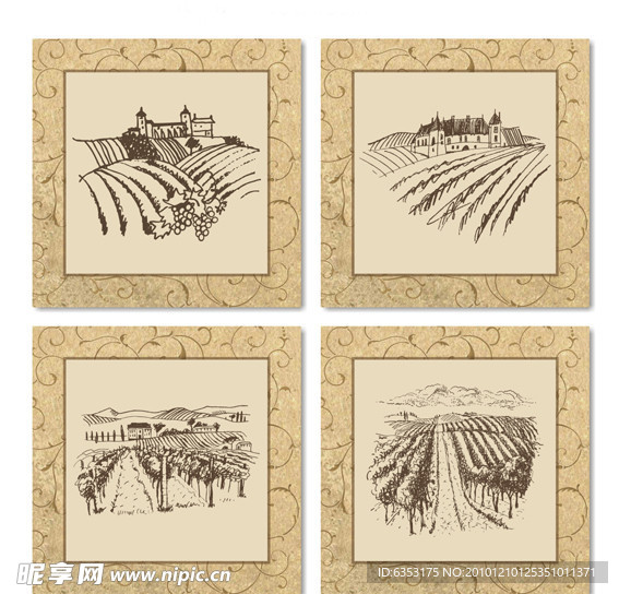 无框画 葡萄园 装饰画