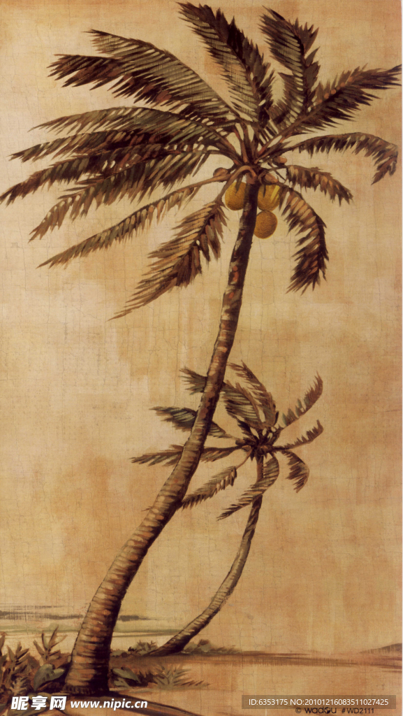 手绘画 装饰画 椰树