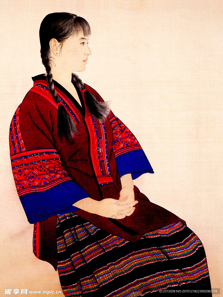 穿民族服装的姑娘