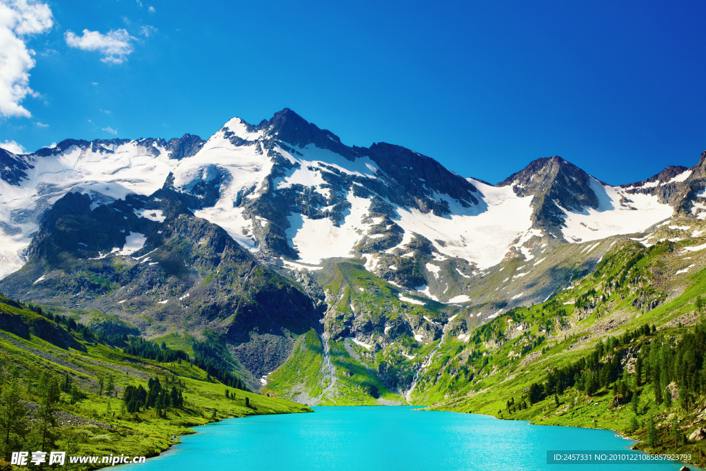 高清雪山湖水