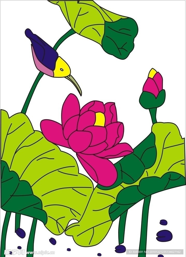 荷花移门