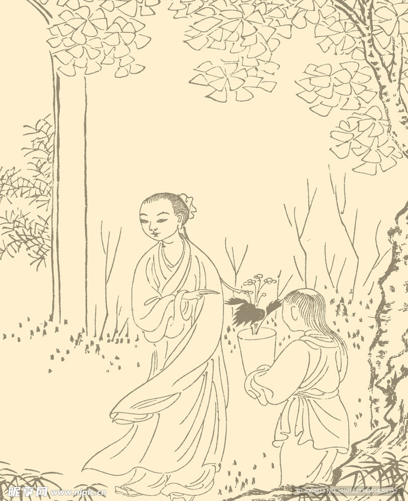 古代人物 栽花