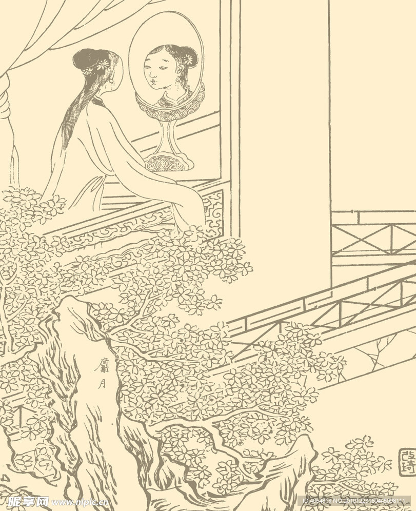 古代人物梳妆