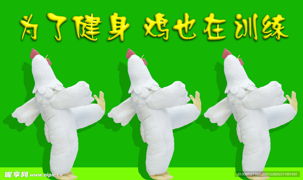 为了健身鸡也在锻炼练广告模板