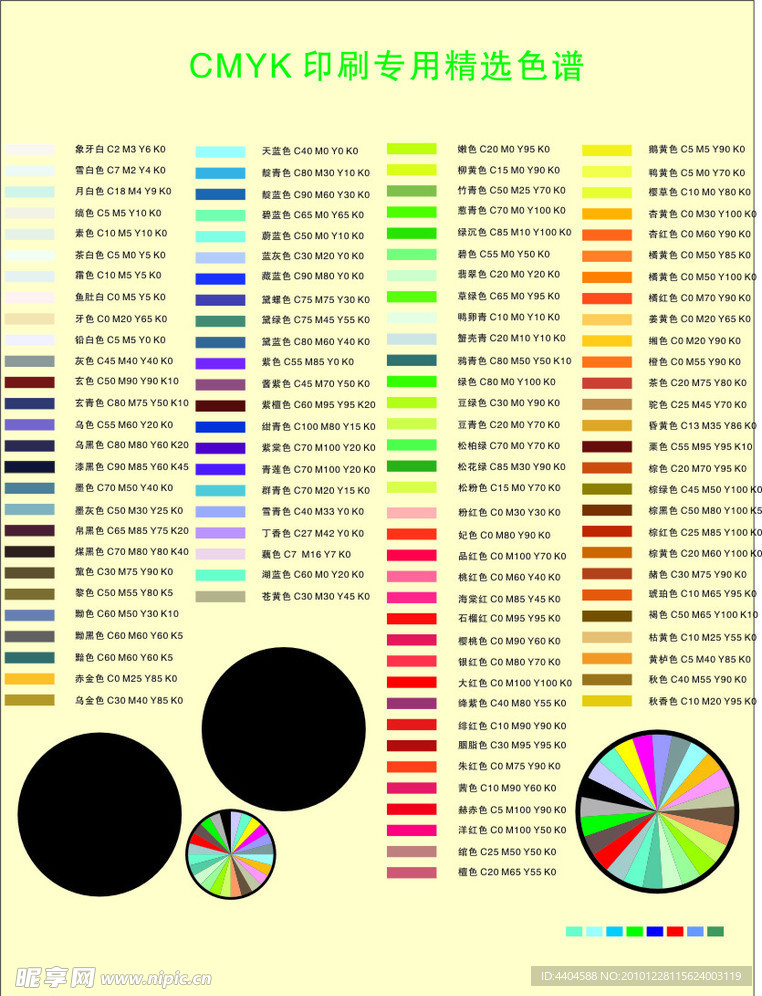 常用CMYK色谱