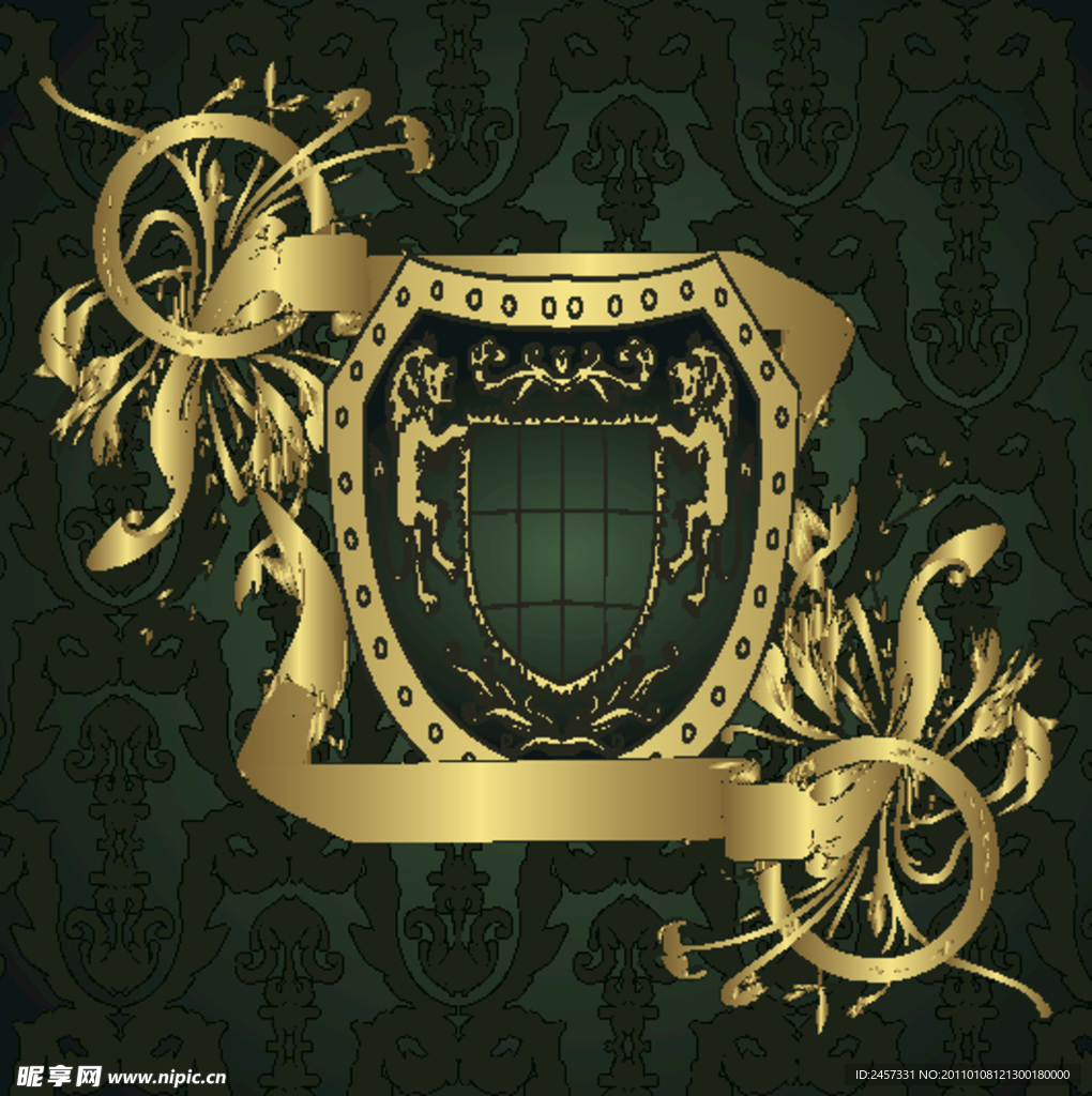 手绘金色古典花纹花边 边框