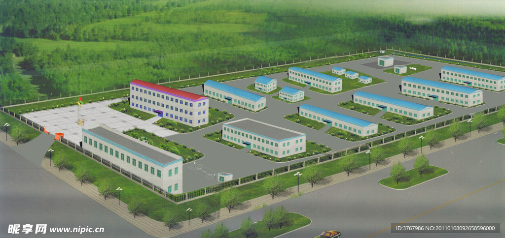 工厂房屋鸟瞰图