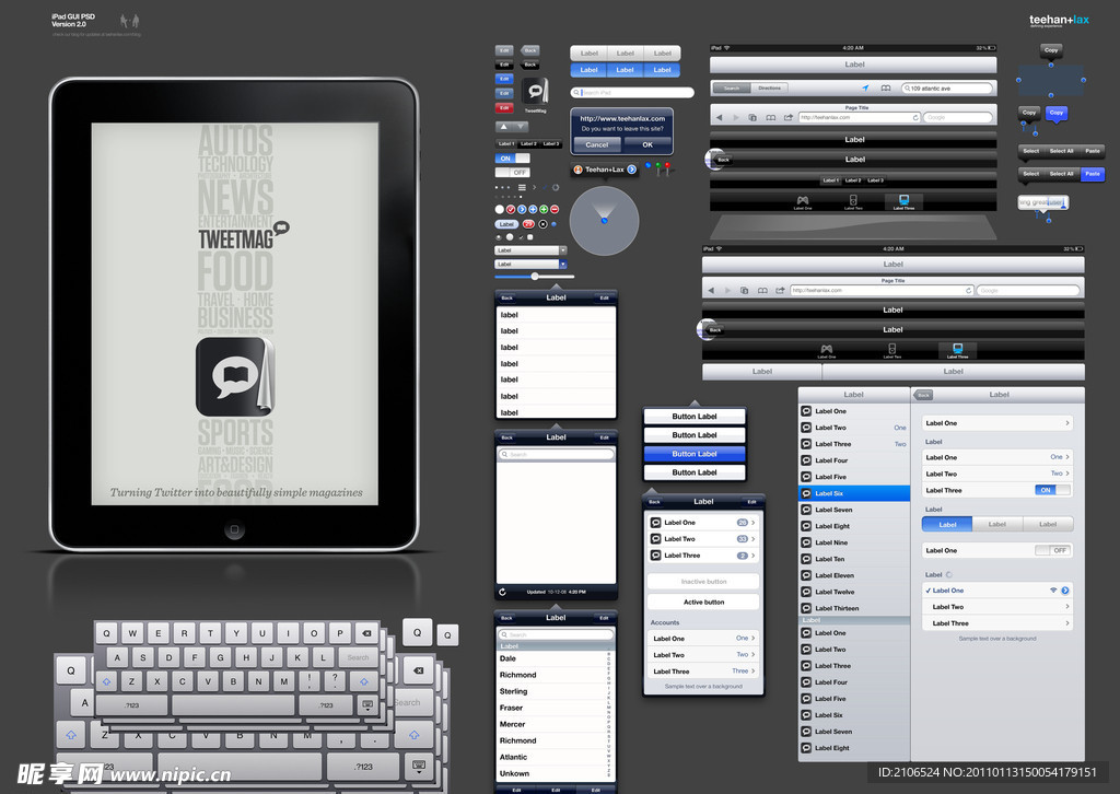设计专用ipad高清GUI PSD源文件图片