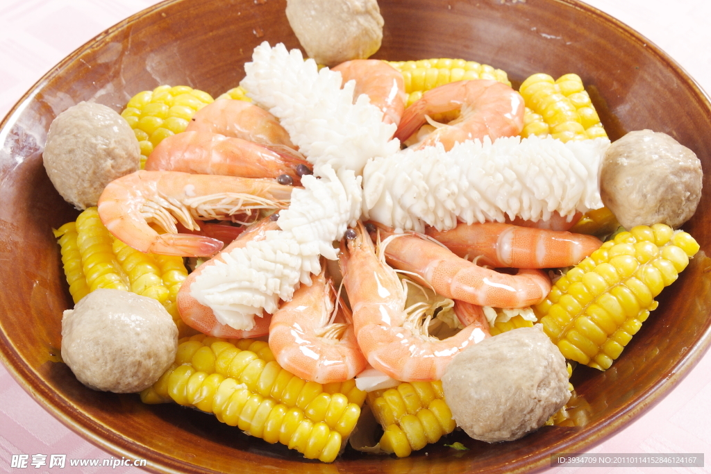 玉米 虾 鱼丸