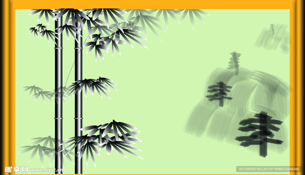 国画水墨竹