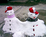 雪人 可爱的雪人 两个雪人
