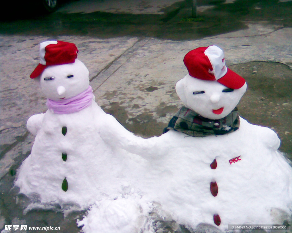 雪人 可爱的雪人 两个雪人