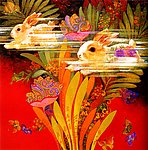 油画生肖 兔