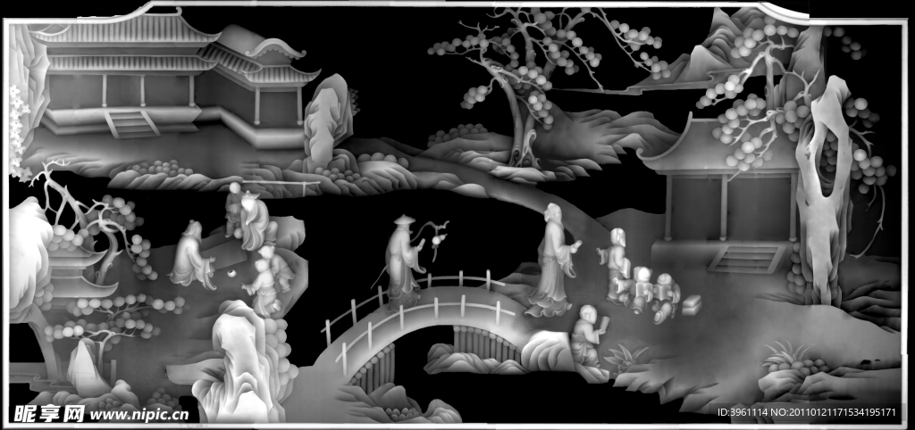 山水画灰度图