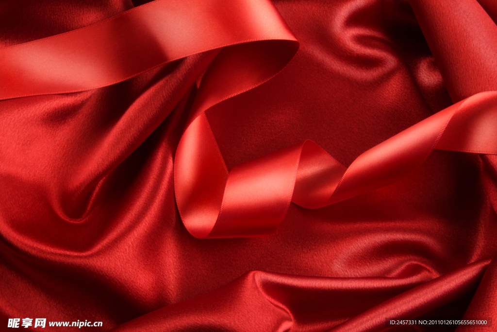 节日红色丝绸丝带
