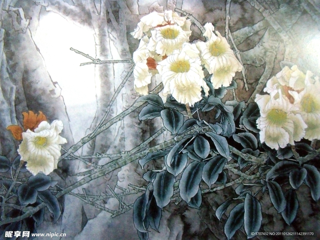 国画山水 花草