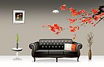 手绘沙发背景墙