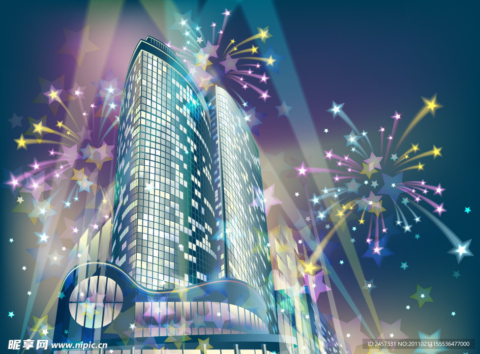 都市城市建筑节日烟花夜景