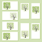 绿色花纹树名片卡片
