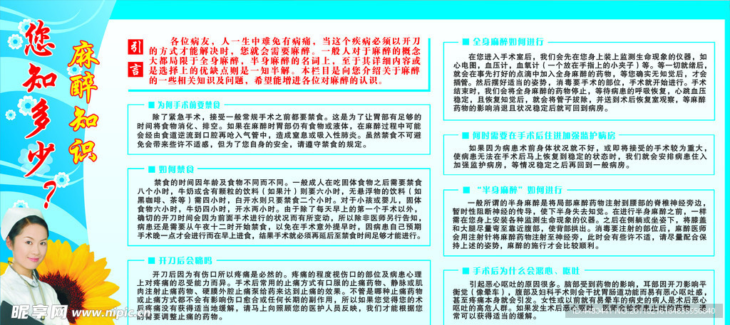 麻醉知识宣传栏