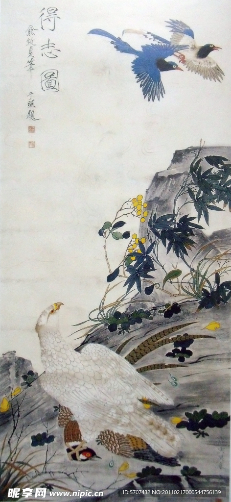 国画山石 花鸟画